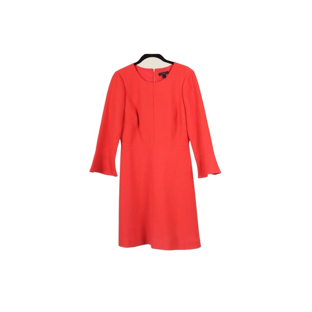 J. Crew Women’s 2 Dress Red A Line Long‎ Sleeve Lined Stretch Work Wedding Guest